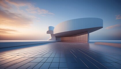 Wall Mural - 3d illustration of abstract minimal architecture background, monochromatic geometric architectural