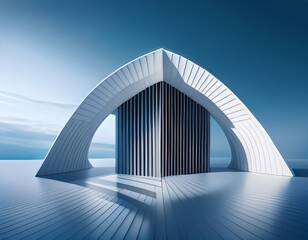 Wall Mural - 3d illustration of abstract minimal architecture background, monochromatic geometric architectural