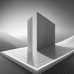 Wall Mural - 3d illustration of abstract minimal architecture background, monochromatic geometric architectural