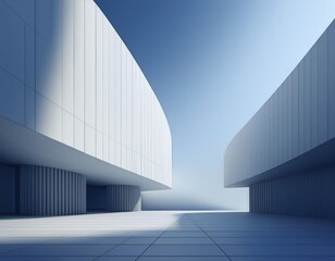 Wall Mural - 3d illustration of abstract minimal architecture background, monochromatic geometric architectural
