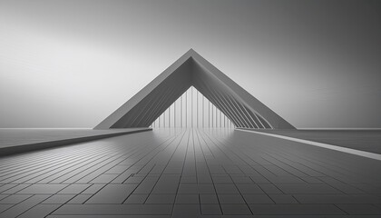 Wall Mural - 3d illustration of abstract minimal architecture background, monochromatic geometric architectural