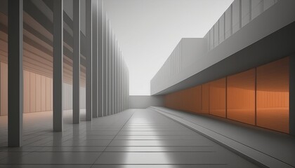 Wall Mural - 3d illustration of abstract minimal architecture background, monochromatic geometric architectural