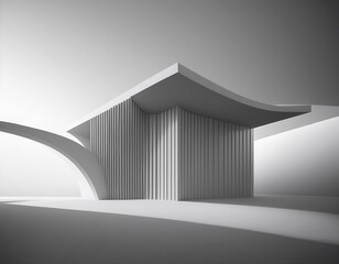 Wall Mural - 3d illustration of abstract minimal architecture background, monochromatic geometric architectural