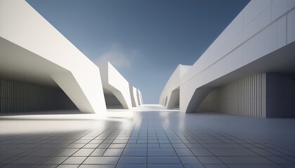 Wall Mural - 3d illustration of abstract minimal architecture background, monochromatic geometric architectural