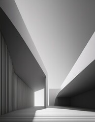 Wall Mural - 3d illustration of abstract minimal architecture background, monochromatic geometric architectural