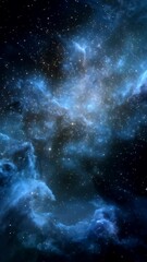 Wall Mural - Stunning cosmic nebula with clusters of stars and deep blue and gold hues in a dark outer space