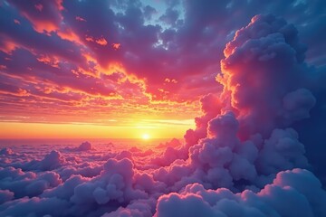 Wall Mural - Sunrise paints the clouds with vibrant hues, a breathtaking spectacle , weather, pink