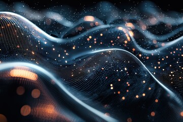 Wall Mural - abstract digital waveform with glowing particles and dynamic light effects in a futuristic technolog