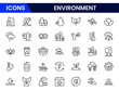 © oneflock - Green vector web line icons depicting environmental care, sustainability, recycling, nature conservation, and eco-friendly practices for a healthier planet.