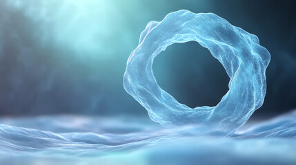 Leinwandbilder - A captivating digital representation of a glowing ring in an ethereal fluid environment, symbolizing innovation and discovery.