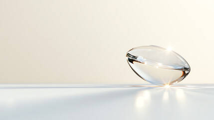 Aufkleber - A clear, glossy crystal on a soft background, reflecting light beautifully. Perfect for design and illustrative purposes.