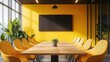 © stock.finder - Modern yellow office conference room meeting table chairs