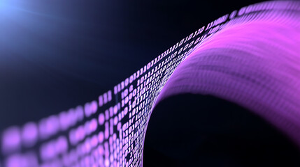 Poster - Abstract digital wave in purple tones representing data flow and technology concepts, ideal for tech-related projects.