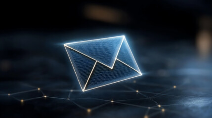 Poster - An innovative digital envelope symbolizing communication in the modern era, enhanced by futuristic design elements.