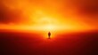 © Terablete - Stunning sunset over a vast landscape with a solitary figure standing in awe of the vibrant sky