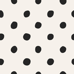 Fototapete - Polka dot pattern, seamless texture. Circles, endless background design, repeating print for feminine fabric, textile and cloth, paper wrapping. Modern abstract backdrop. Flat vector illustration