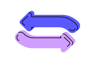 Aufkleber - Double arrows pointing in opposite directions. Switch, swap, reverse movement symbol. Change and exchange, dual pointers for navigation, action. Flat vector illustration isolated on white background
