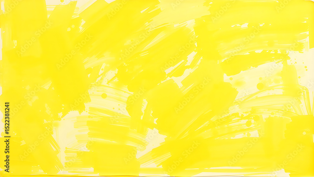 Bright Yellow Abstract Brush Strokes with Dynamic Texture

