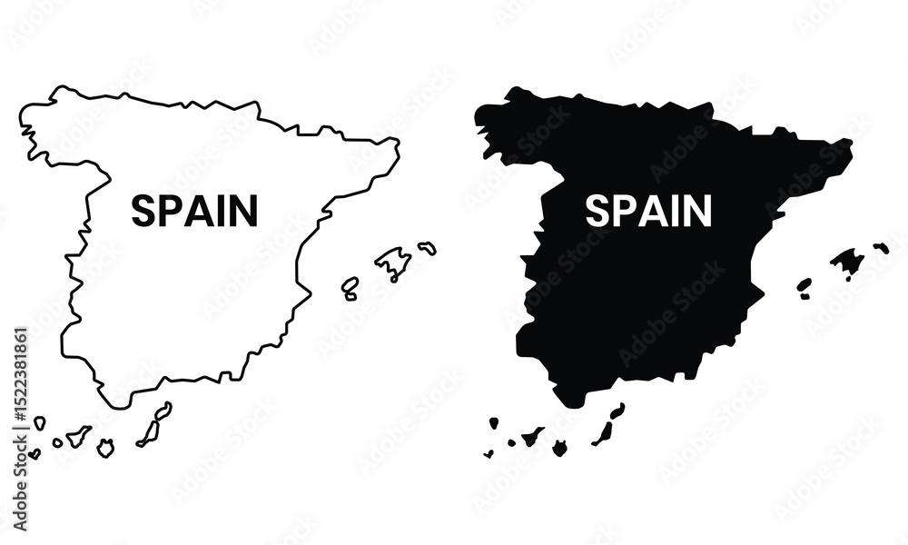 Spain map line icon vector. Silhouette of Spain map and border design ...