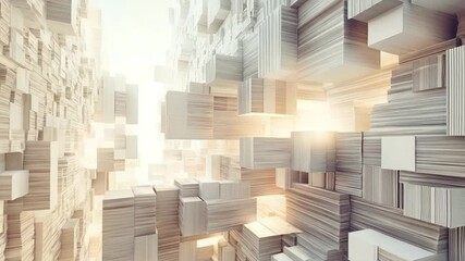 Abstract 3D Blocks Formation: Modern Architectural Visualization Background