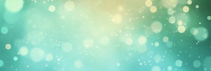 Wall Mural - Serene Dreamy Pastel Green Abstract Background with Bokeh Lights and Glittering Soft Texture