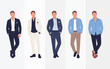 © Bockthier - Flat Vector Illustration Set Men's Fashion Styles - Casual and Formal Outfits