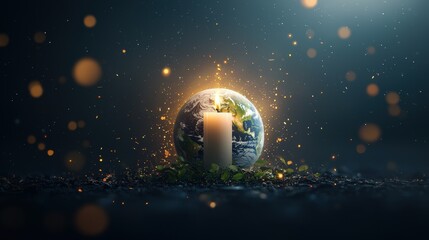 Wall Mural - a candle is lit on a planet