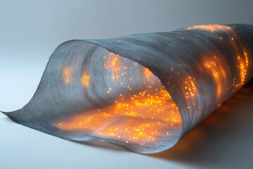 Poster - Glowing fibers woven into a translucent fabric, creating a luminous and ethereal effect.