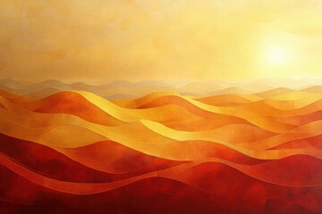 Aufkleber - Sunset over rolling desert dunes, warm golden and red hues paint a serene landscape.