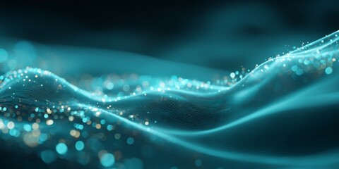 Aufkleber - Dynamic Abstract Blue Wave Background with Light Particles and Soft Textures for Use in Digital Artwork and Creative Projects