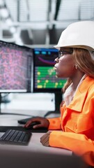 Leinwandbilder - Woman Monitors Industry Process On SCADA Screen