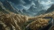 © BOJOShop - Cinematic Popcorn Field  Epic Movie Reel in Dramatic Mountain Landscape