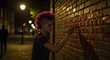 © Eric - Angry Feminist Artist Painting Bold Red Slogans on a Brick Wall at Night