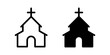 © moroz_stock - Church icon. Religious building with cross and arched doorway sign. Christian worship and spiritual symbol. Sacred temple and prayer place pictogram. Faith architecture illustration.