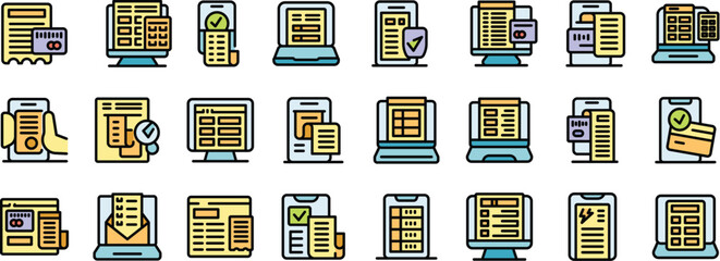 Wall Mural - colorful digital icons representing finance and document management