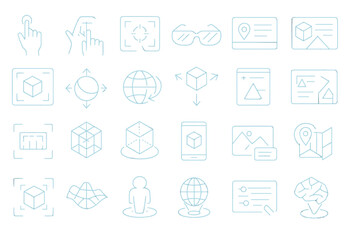 graphic symbols representing digital interaction and technology concepts in a minimalistic style