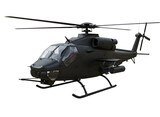Military helicopter front view isolated on transparent background