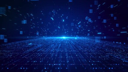 Wall Mural - digital cyberspace particles digital data network connections. high speed connection data analysis t