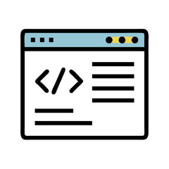 Coding interface with elements and text lines in minimalist style  