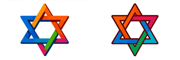Poster - Colorful star shapes representing cultural symbols with vibrant hues and modern design elements