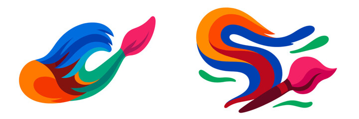 Poster - Creative artistic brush strokes showcase vibrant colors in a contemporary design