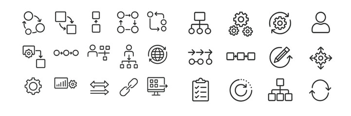 Poster - Flowcharts and diagrams illustrating processes and systems in a modern workspace with focus on organization and efficiency