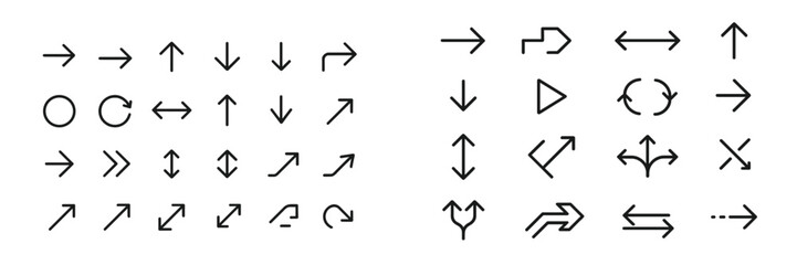 Leinwandbilder - Various directional arrows and symbols designed for navigation and guidance in logistics or graphic design contexts