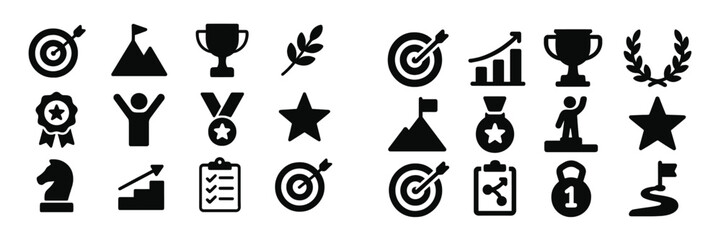 Poster - Symbols representing achievement and success for motivation and goal setting in various activities like sports and business
