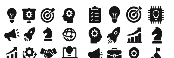 Aufkleber - Creative symbols for innovation, strategy, and technology in business settings