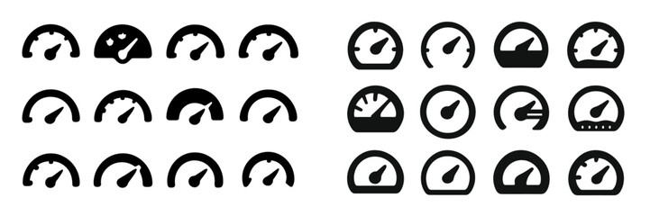 Leinwandbilder - Various gauge icons displayed in a grid format for user interface design applications in digital projects