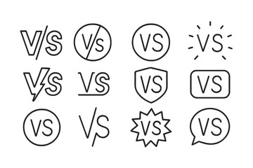 Poster - Various designs of versus symbols showcasing different styles and formats for comparisons and contests