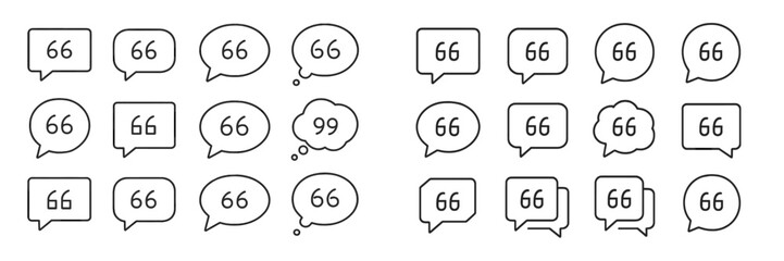 Aufkleber - Collection of various speech bubbles displaying the number 66 and a thought bubble showing the number 99 in a minimalistic style