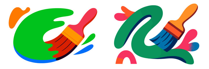 Aufkleber - Colorful artistic brush strokes illustrating vibrant creativity and expression in digital design