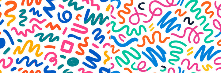 Aufkleber - Colorful abstract patterns filled with vibrant shapes and curves designed for a lively backdrop or artistic project
